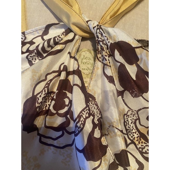 Tea  And Honey Key Hole Floral 100% Silk Dress Size M - Picture 3 of 5